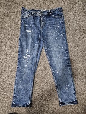Refinery Republic Jeans Men’s 40x32 Blue Distressed Paint Splatter Straight